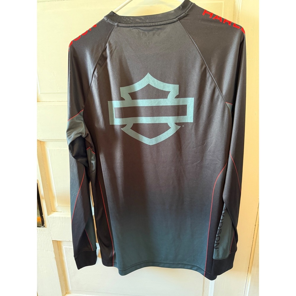 Harley Davidson Men Long Sleeve Black Gray  Logo‎ Motorcycle Riding Rash guard - Picture 3 of 5